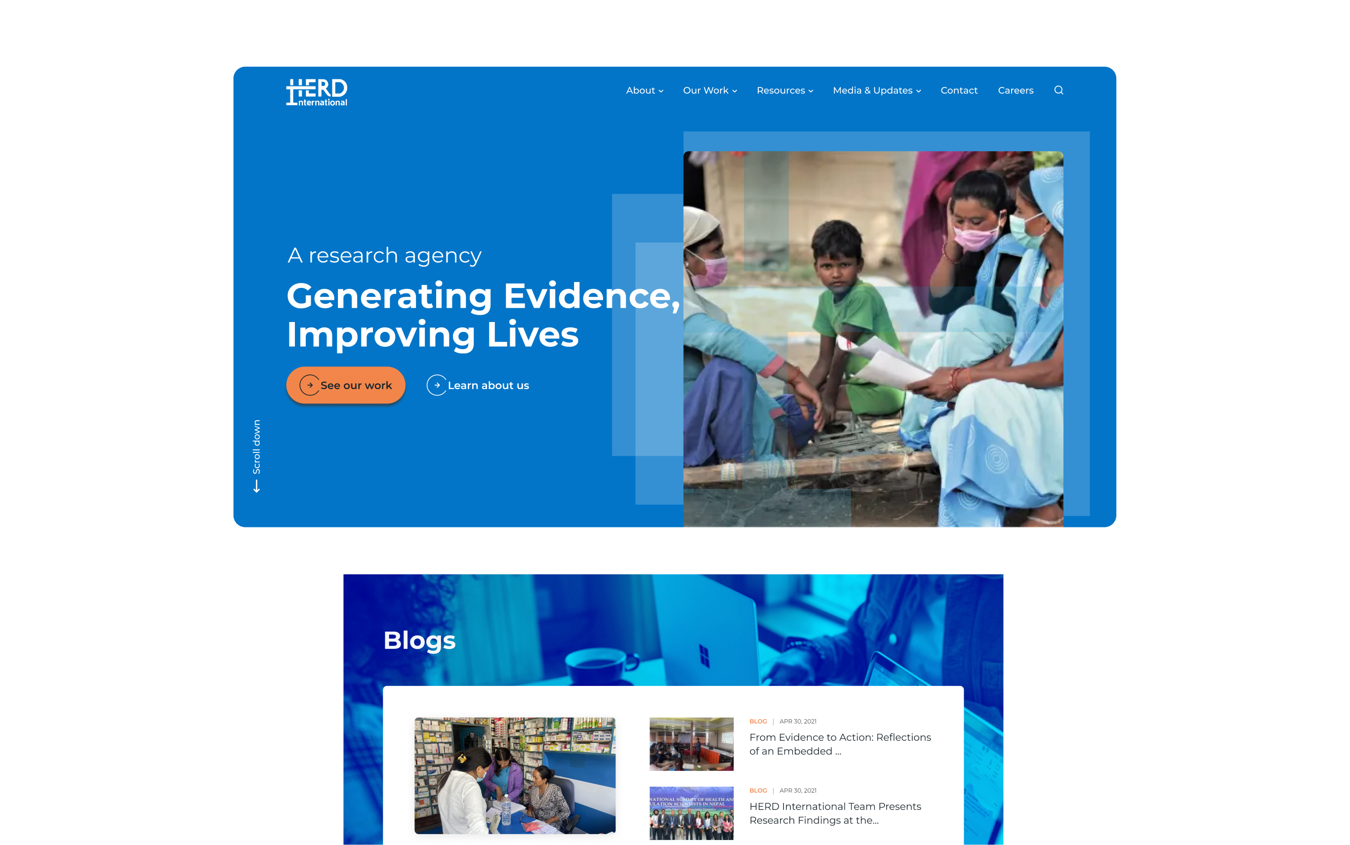 An image showing Herd International's homepage elements