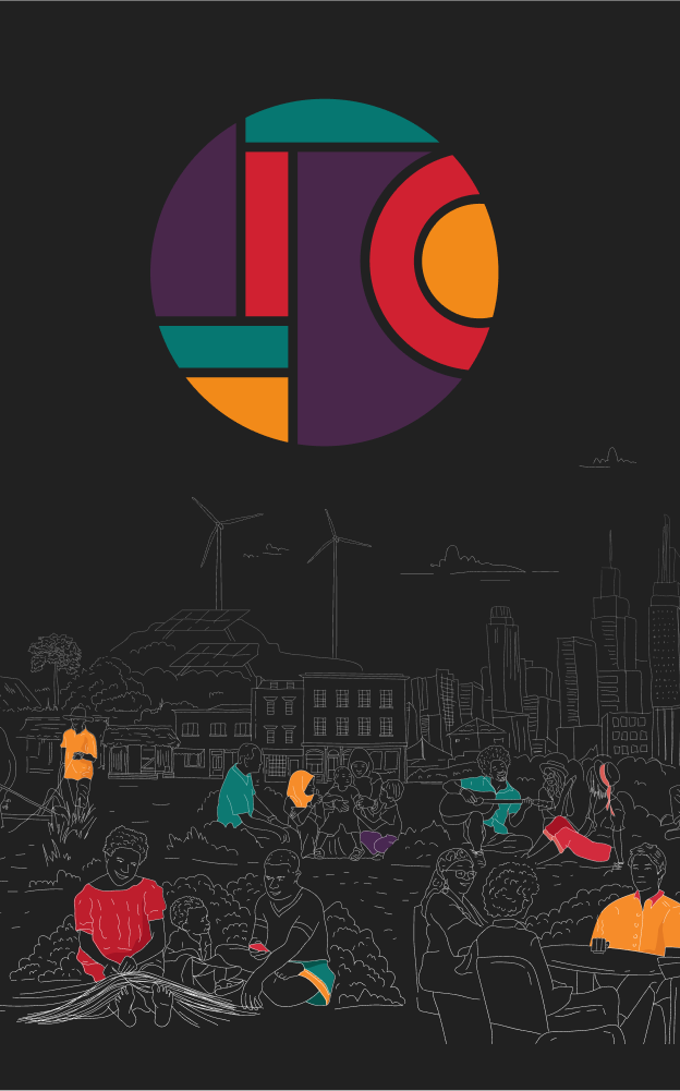 An image showcasing illustration used in Square Circle website along side its logomark