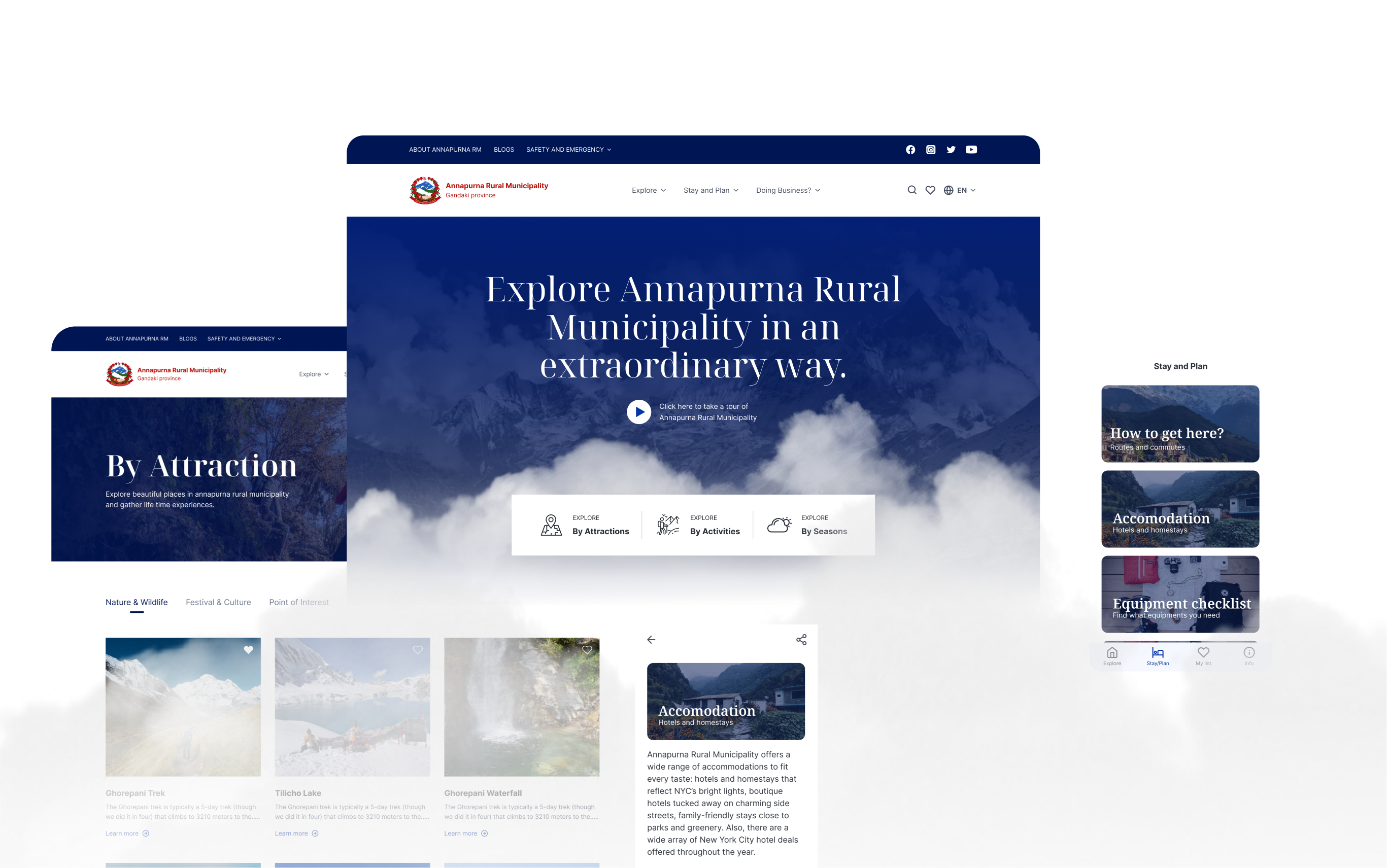 Image showing various UI elements of Visit Annapurna portal